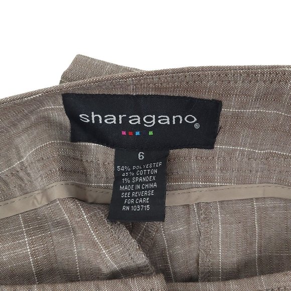 Sharagano Slim Leg Crop Dress Pant Womens Size 6 Career Striped Coco White NEW - Picture 8 of 9
